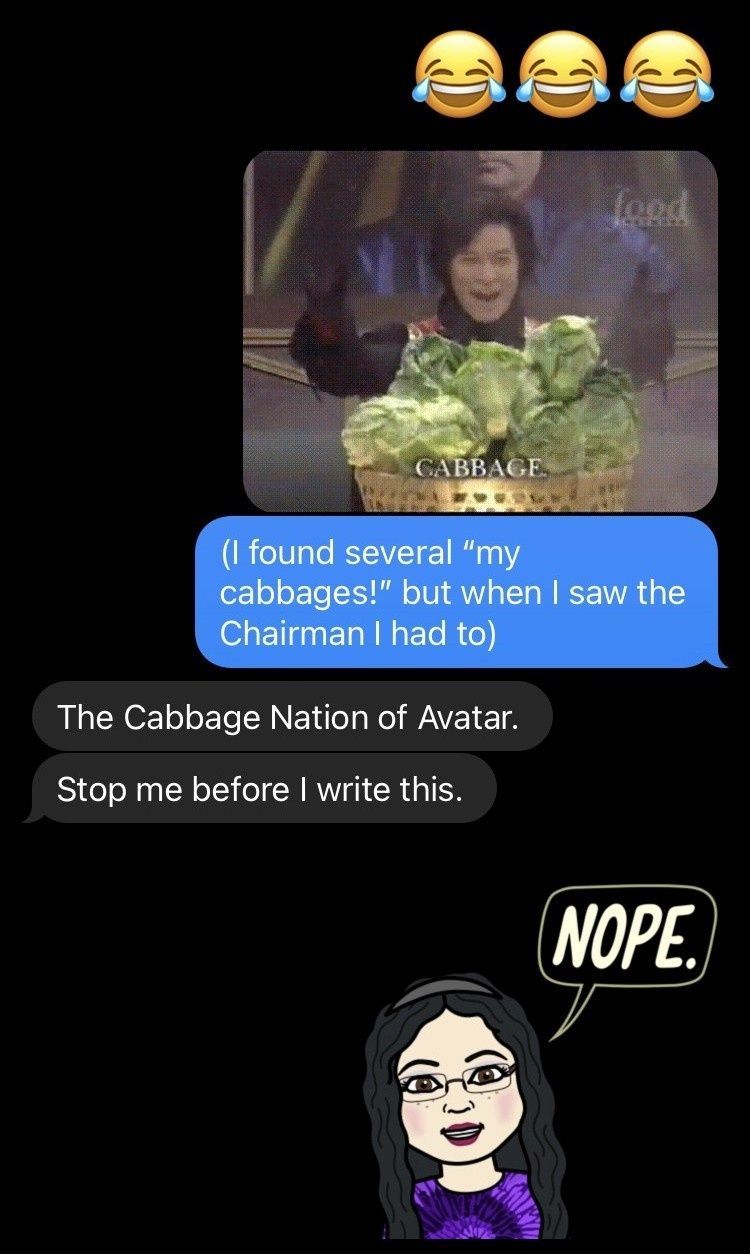 Screenshot of an iMessage conversation about the previous screenshot